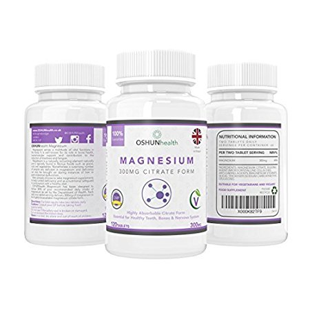 Magnesium Citrate Tablets | 300mg High Absorption Formula | Supplement for Healthy Teeth, Bones, Nervous System and Athletic Performance | 120 Tablets | OSHUNhealth | Limited Time Introductory Offer