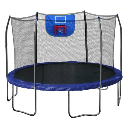Skywalker Trampolines  12-Feet Jump N Dunk Trampoline with Safety Enclosure and Basketball Hoop