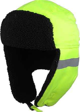 Hi Viz Trapper Warm Workwear Cold Windproof Winter Aviator Trooper Hunting Hat Ushanka Bike