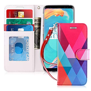 FYY Case for Galaxy S9, [Prevent Card Information Leaking Technique] Premium PU Leather Wallet Case with [Kickstand Feature] [Wrist Strap] [Shockproof Rubber Cover] for Samsung Galaxy S9 Pattern 15