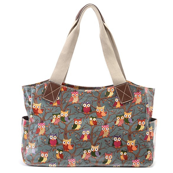 Owl/Butterfly Print Oilcloth Cartoon Shoulder Bag Tote Shopper Carry day Handbag