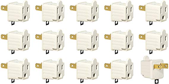3-Prong To 2-Prong Adapter Grounding Converter 3 Pin To 2 Pin Power AC Ground Lifter for Wall Outlets Plugs, Electrical, Household, Workshops, Industrial, and Appliances, Color Light Gray. (15 Pack)