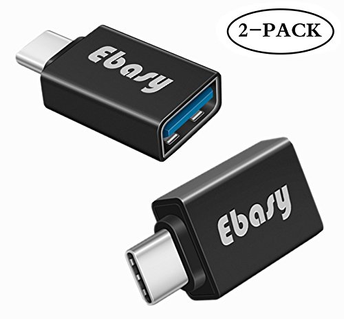 USB Type C Adapter, Ebasy USB C to USB A 3.0 OTG Adapter / C Type USB Converter for Macbook Pro, Galaxy S8 S8 , Google Pixel, Nexus 6P 5X, LG G5 G6, HTC 10, HUAWEI P9 and More(2-Pack, Black)