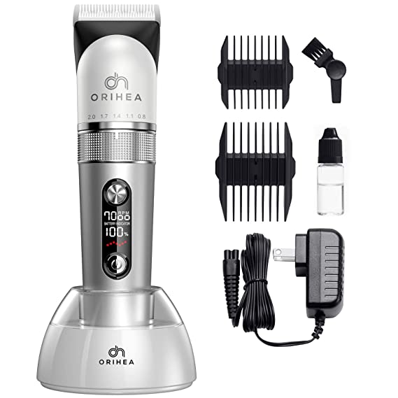 Hair Clippers For Men, OriHea Ceramic Blades Professional Cordless Upgrade Version Hair Clippers Hair grooming Kit, Super Battery Electric Beard Trimmer, 2200mAH Rechargeable, Barber and Home set