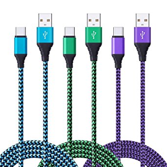 Samsung Galaxy S9 / S8 Plus Charger Cable, 3 Pack 6ft FiveBox Fast USB Type C Cable Phone Charger Charging Cord for LG V20 G5 G6 V30, Google Pixel 2 XL, Moto Z/Z2 Play, Nexus 6P, ZTE Zmax/Blade/Axon 7