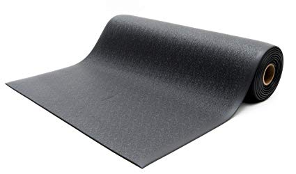 Bertech Anti Fatigue Vinyl Foam Floor Mat, 3' Wide x 6' Long x 3/8" Thick, Textured Pattern, Black (Made in USA)