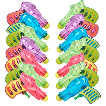 ZICA 14 Pcs Mini Plastic 4"x3" Water Guns Toys Assortment Party Pack Assorted colors