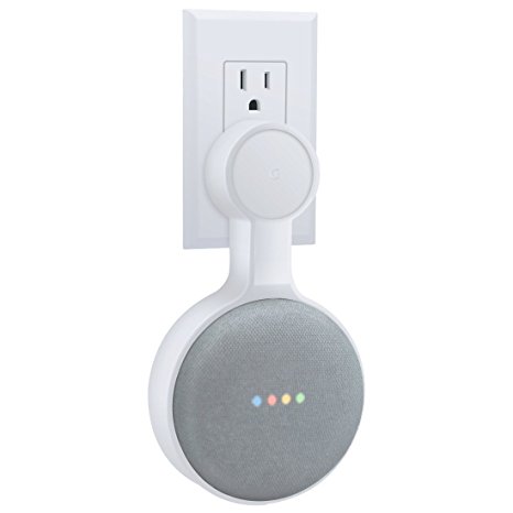 AMORTEK Outlet Wall Mount Holder for Google Home Mini, A Space-Saving Accessories for Google Home Mini Voice Assistant (White)