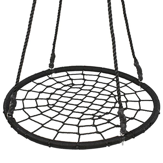 ZENY Outdoor 24" Spider Web Tree Swing Seat Heavy Duty Playground Platform Swing Nylon Rope Detachable Complete Set, Ready To Hang Safely And Enjoy Fun As A Family