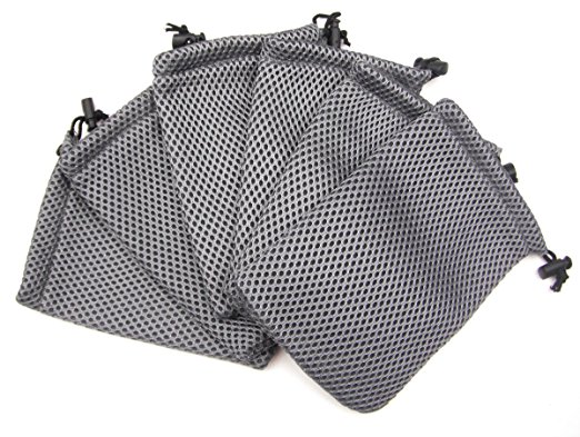 ALL in ONE 6pcs Grey Nylon Mesh Drawstring Bag Pouches for Mini Stuff Cellphone Mp3 10x15cm (4x6 Inch)