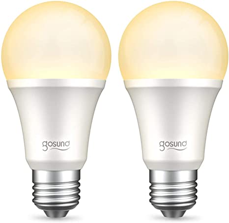 Smart Bulb, Gosund Light Bulb Compatible with Alexa, Google Home, A19 E26 WiFi Dimmable Warm White 2700K LED Lights Bulbs, 8W Lights 75W Equivalent Lighting, No Hub Required (2 Pack)