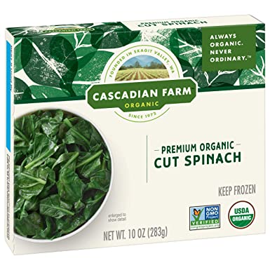 Cascadian Farm Organic, Cut Spinach, Premium Frozen Vegetables, Non-GMO, 10 oz