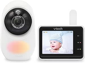 VTech 1080p Smart WiFi Remote Access Video Baby Monitor with Super-slim 2.8” Display, Night Light, RM2751 (White)