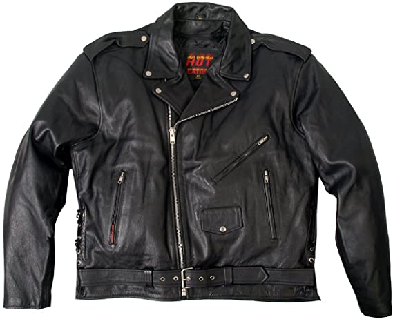 Hot Leathers Classic Motorcycle Jacket with Zip Out Lining (Black, Size 38)