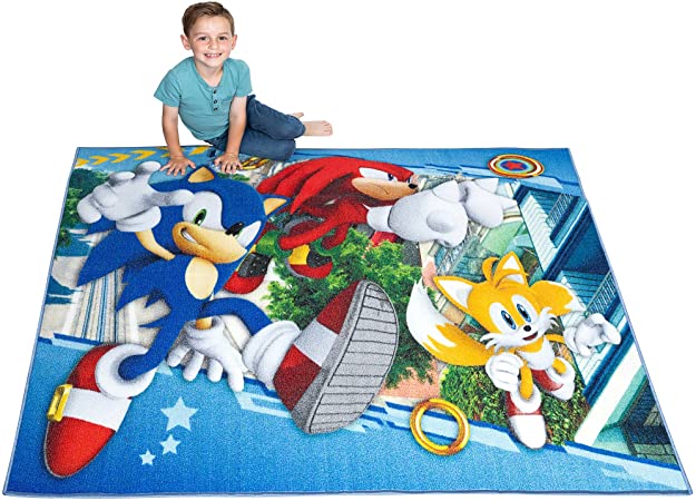 Franco Kids Room Non Slip Area Rug, 69 in x 52 in, Sonic The Hedgehog