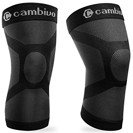 Cambivo 2 Pack Knee Brace, X-Long Knee Compression Sleeve, Knee Support for Running Sports, Arthritis, ACL, Meniscus Tear, Ideal for Injury Recovery & Joint Pain