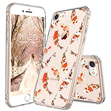 iPhone 8 Case, iPhone 7 Case, MOSNOVO Fashion Koi Fish Printed Clear Design Transparent Plastic Hard Back Case with TPU Bumper Protective Case Cover for iPhone 7/iPhone 8