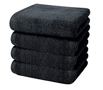 Black Salon Hand Towels 4 Pack – 100% Microfiber, Maximum Absorbency, Super Soft, Ultra Plush - For Hair Drying, Face, Hands, Body or Gym - 16” x 27” - HairDay Care