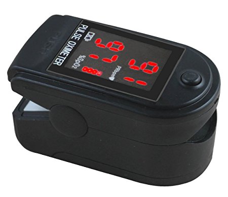 LotFancy Fingertip Pulse Oximeter - FDA Approved Blood Oxygen Meter SpO2 Monitor with Lanyard (Black with LED Display)