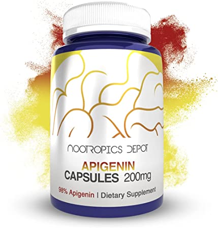 Apigenin Capsules | 200mg | 120 Count | &gt;98% Apigenin | Supports Healthy Stress Levels | Nootropics Depot