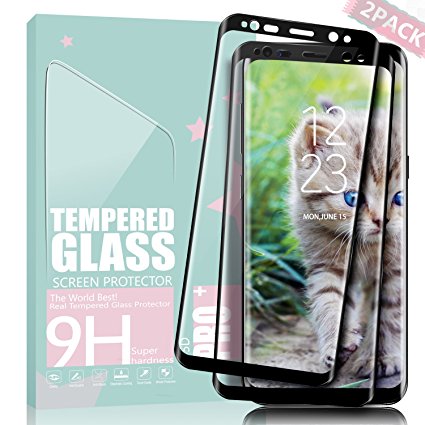 Galaxy S8 Plus Screen Protector BULESK Full Screen Coverage (2 Pack) Scratch Resistant Ultra HD Clear Tempered Glass Screen Protector Film for Galaxy S8 Plus - Black