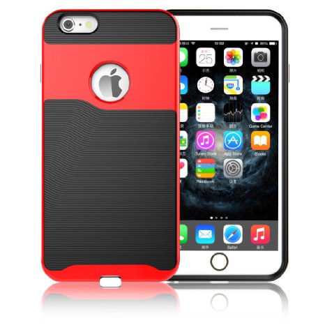 iphone 6 Plus Case(5.5") Egiant(TM)Dual Layer Shock-absorbing Case Textured Slim Fit Grip (Scratch Resistant) TPU PC Protective Case For Apple iPhone 6S Plus (Red)