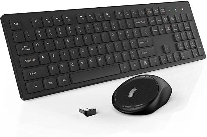 Wireless Keyboard and Mouse, TedGem 2.4G Full-Size Keyboard and Mouse Combo, 105 Keys for PC Desktops, Laptops & Windows (Matte Black)