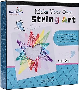 Amazaque DIY String Art Craft Kit for Kids - Colorful Arts and Crafts Projects - Creative and Unique Birthday Gift for Little Girls - 3D Yarn Crafting Kits - Sewing Set with Art Patterns for Kid