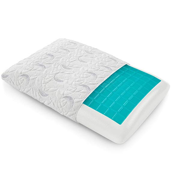 LUNAVY Adjustable Fit Shredded Memory Foam Pillow :: US Certipur Certified :: Washable, Breathable Bamboo Cover Queen Size (Gel Pillow)