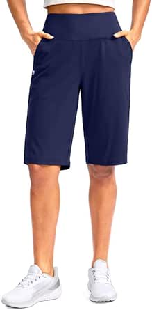 G Gradual Women's 12" Bermuda Long Shorts with Pockets High Waisted Stretch Knee Length Shorts for Women Summer Walking