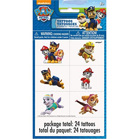 Unique Industries PAW Patrol Temporary Tattoos, 24ct