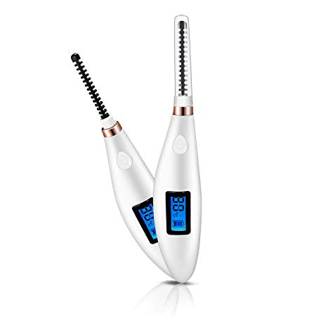 Heated Eyelash Curler, MGLIMZ Mini Portable Electric Eyelash Curlers with LCD Display USB Rechargeable Eyelash Brush