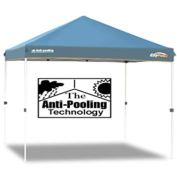 EzyFast Patented Anti-Pooling Instant Beach Canopy Shelter for Rain or Sunshine, Portable 10ft x 10ft Straight Leg Pop Up Shade Tent with Wheeled Carry Bag