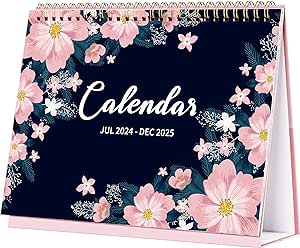 2024-2025 Desk Calendar - Standing Flip Desktop Calendar from Jul. 2024 - Dec. 2025, 9.8" x 8.3", 18 Months Desktop Calendar, Memoranda Lined Pages