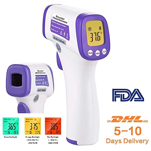 SOMAN Forehead Thermometers,Infrared Digital Thermometer Gun for Kids and Adults, High Accurate Readings Non-Contact Thermometer for School Office Hospital Use,FDA and CE Approved