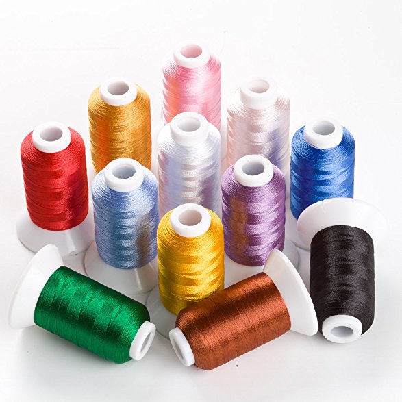 Sinbel Polyester Embroidery Thread 12 Colors 550 Yards Per Spool For Brother Babylock Janome Singer Pfaff Husqvaran Bernina Machines
