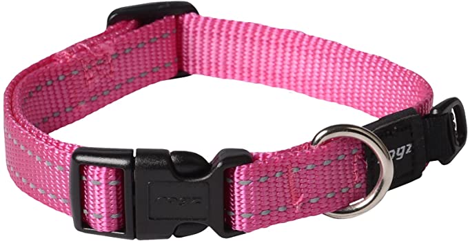 Rogz Utility Medium 5/8-Inch Reflective Stitching Snake Dog Collar