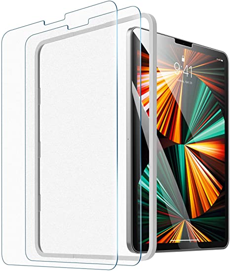 MoKo 2-Pack Paper Felt Tempered Glass Screen Protector Fit iPad Pro 12.9 2021 5th Gen/4th Gen 2020/iPad Pro 12.9" 2018, Anti-Scratch Film Anti-Glare Bubble-Free Paper-Matte Finish, Matte