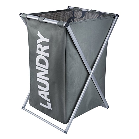 Laundry Hamper with Aluminum X-Frame and 600D Oxford Bag (Dark Gray)