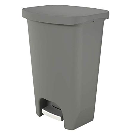 GLAD GLD-74054 Plastic Step Trash Can with Clorox Odor Protection of The Lid | 13 Gallon, Matte Gray, 52 Liter