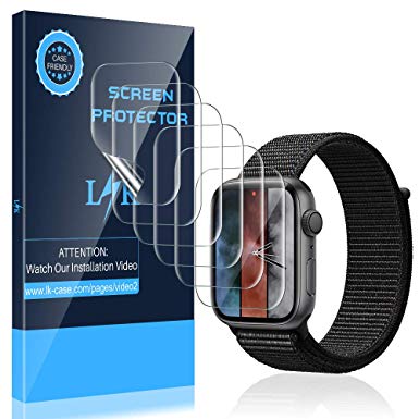 [6 Pack] LK Screen Protector for Apple Watch Series 5/4 44mm, Series 3/2/1 42mm, [Full Coverage] [Self Healing] Anti-Bubble for iWatch Flexible TPU HD Clear Film, Lifetime Replacement Warranty