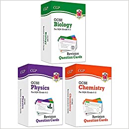 CGP GCSE 9-1 AQA Revision Question Cards 3 Books Collection Set (Biology, Physics, Chemistry)