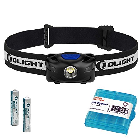 Olight H05S Active (Hands Free Remote Control Special Version) 200 Lumens CREE XM-L2 LED Headlamp w/ Red light, 2x AAA batteries and LumenTac Battery Organizer