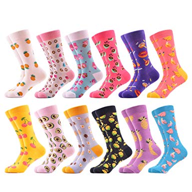 WeciBor Women's Funny Printed Casual Combed Cotton Crew Socks Packs