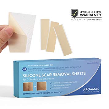 Aroamas Professional Silicone C-Section Scar Removal Sheets, 4 pcs (2 Month Supply)