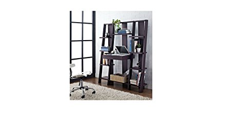 Ladder Bookcase/ Computer Desk with Modern Multiple Open Shelves (Espresso)