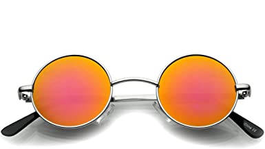 zeroUV - Retro Round Sunglasses for Men Women with Color Mirrored Lens John Lennon Glasses