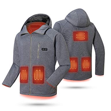 rocboc Heated Jacket, USB Electric Heated Hoodie Jacket Full-Zip Heated Sweatshirt (No Battery)