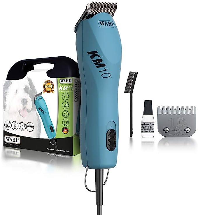 Wahl Dog Clippers, KM10 Two Speed Professional Dog Clipper, for All Coat Types, Corded, Precision Ground Blade, Pet Grooming, Trimming, Minimal Vibration & Ultra Quiet