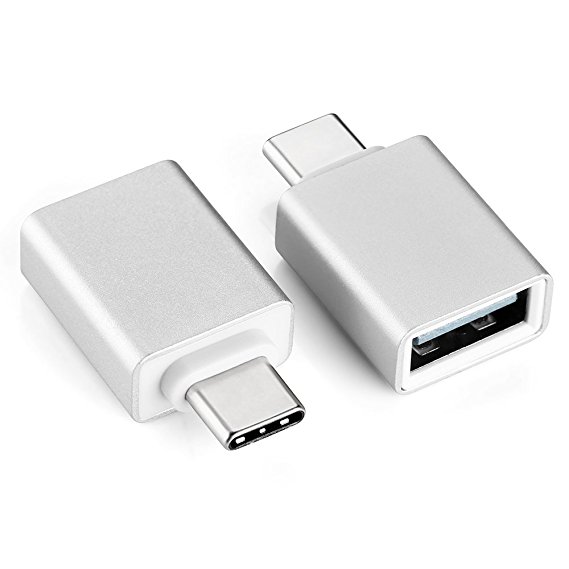 USB C to USB 3.0 Adapter, MAD GIGA USB Type C Adapter (2 Pack) Mini Aluminum for MacBook Pro, Google Chromebook, Galaxy S8 S8   Note8, Google Pixel 2 XL, Nexus 6P 5X (Sliver)